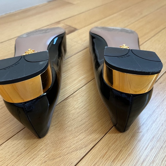 Prada Swarovski Crystal Black Patent Leather Block Heel Pumps Size 10/40 - Picture 8 of 15